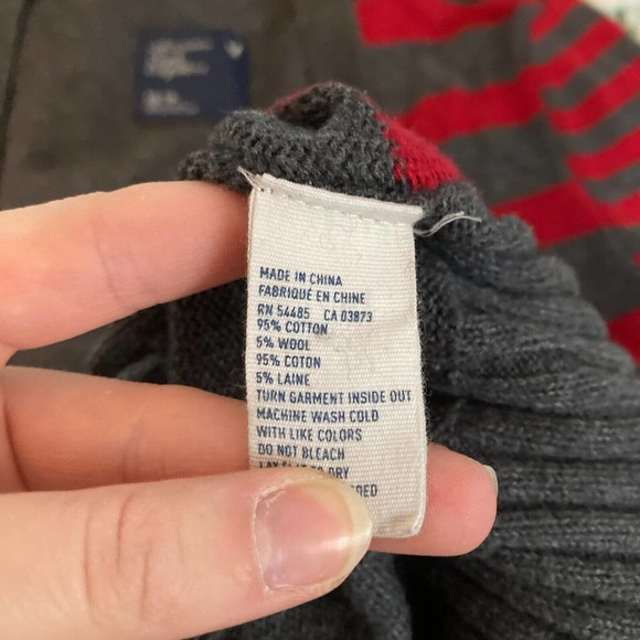 American‎ Eagle AEO Cardigan Womens Sz XS Red Gray Striped Varsity Wool Sweater - Picture 6 of 9